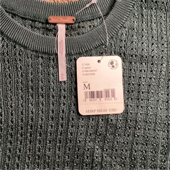 Free People H20 Crew Pullover Top Sweater jaded Green M - Picture 4 of 4